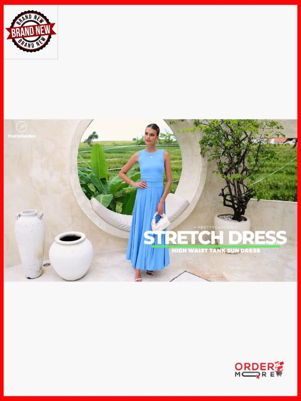 Casual Sleeveless Crewneck A-Line Maxi Dress Stretch Tank Flowy Long Dress - Picture 6 of 7